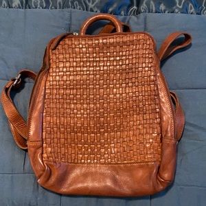 Leather backpack handbag